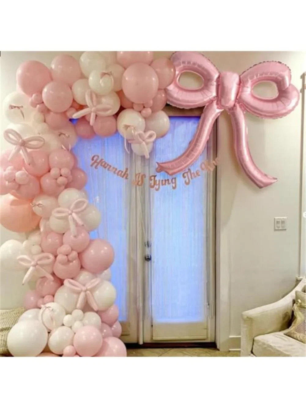 Pink Bow Foil Balloons 4pc Giant Birthday Baby Shower Bridal Bachelorette Party